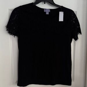 Laura Scott Black Lace Short Sleeve Top